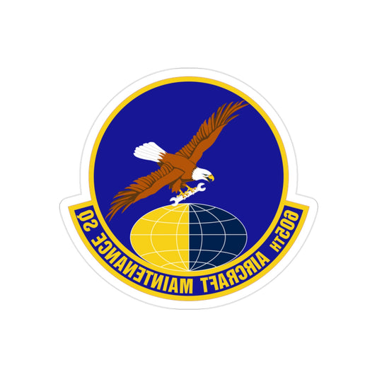 605 Aircraft Maintenance Squadron AMC (U.S. Air Force) REVERSE PRINT Transparent STICKER-2" × 2"-The Sticker Space