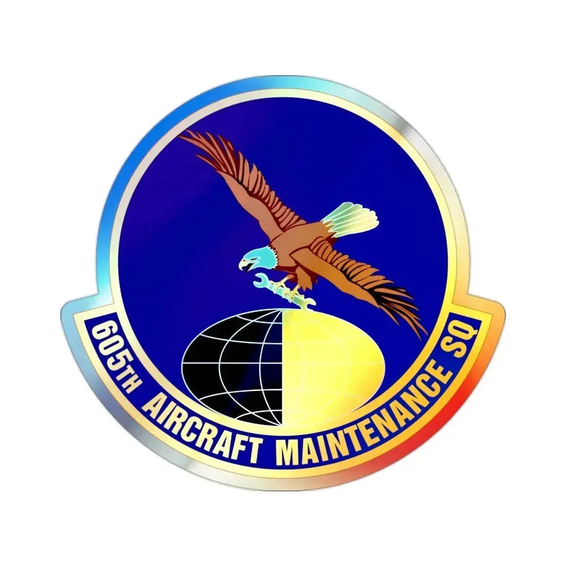 605 Aircraft Maintenance Squadron AMC (U.S. Air Force) Holographic STICKER Die-Cut Vinyl Decal 2 Inch Holographic - The Sticker Space