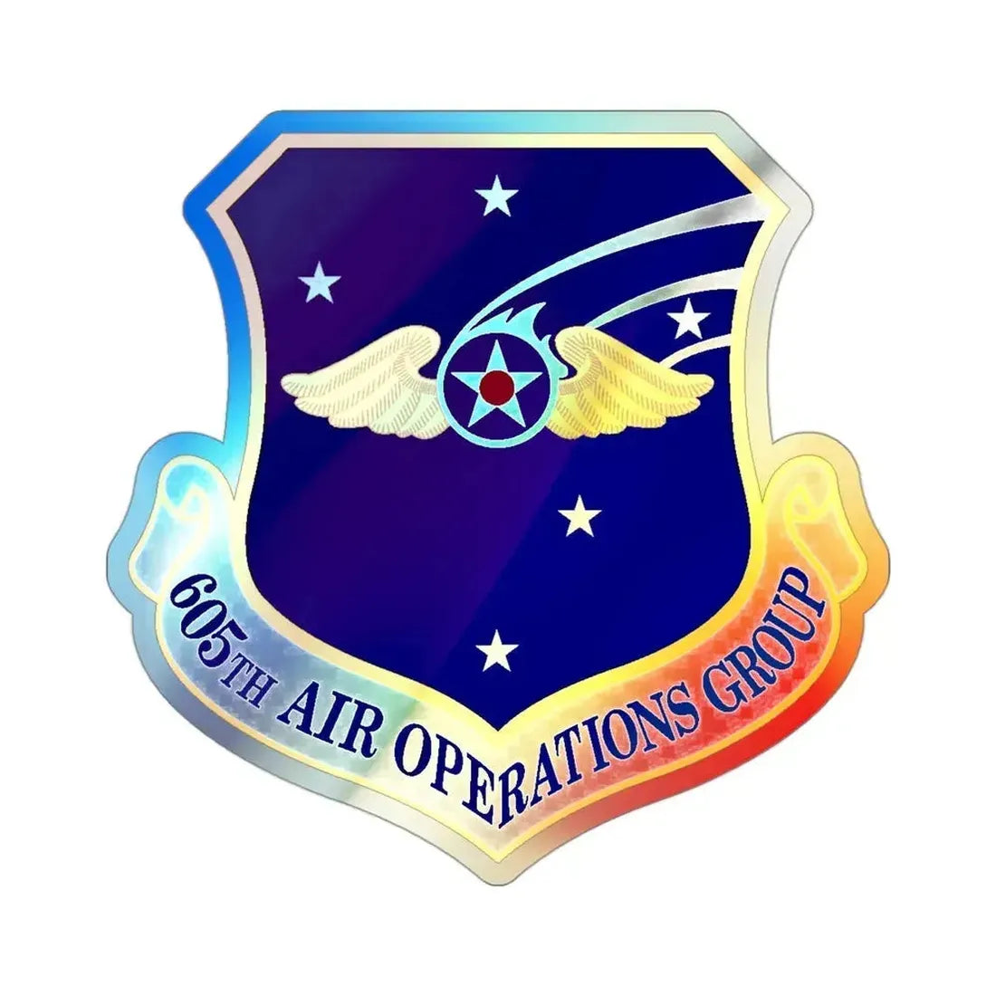 605th Air Operations Group (U.S. Air Force) Holographic STICKER Die-Cut Vinyl Decal 3 Inch Holographic - The Sticker Space