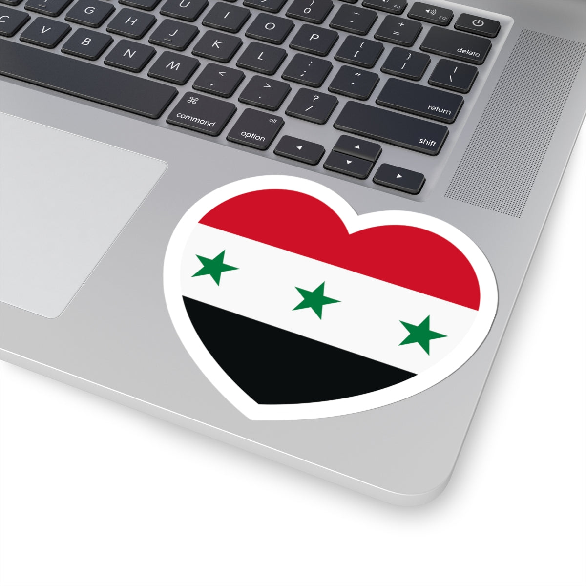 Iraq 1963-1991 and Syria 1963-1972 flag heart white (Iraq) STICKER Vinyl Kiss-Cut Decal