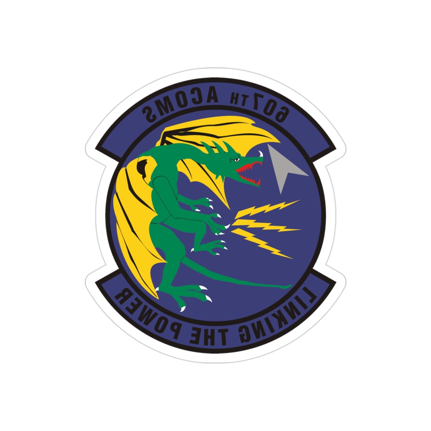 607th Air Communications Squadron (U.S. Air Force) REVERSE PRINT Transparent STICKER-3" × 3"-The Sticker Space