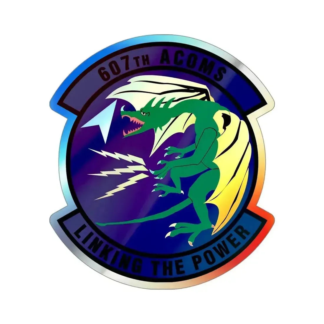 607th Air Communications Squadron (U.S. Air Force) Holographic STICKER Die-Cut Vinyl Decal 4 Inch Holographic - The Sticker Space