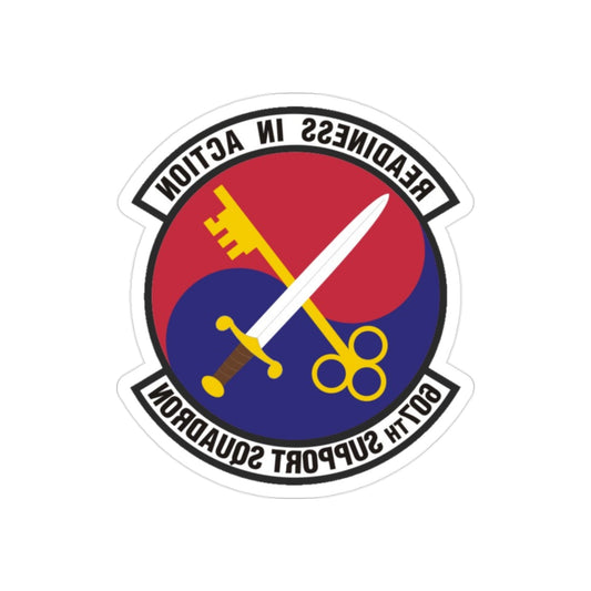 607th Support Squadron (U.S. Air Force) REVERSE PRINT Transparent STICKER-2" × 2"-The Sticker Space