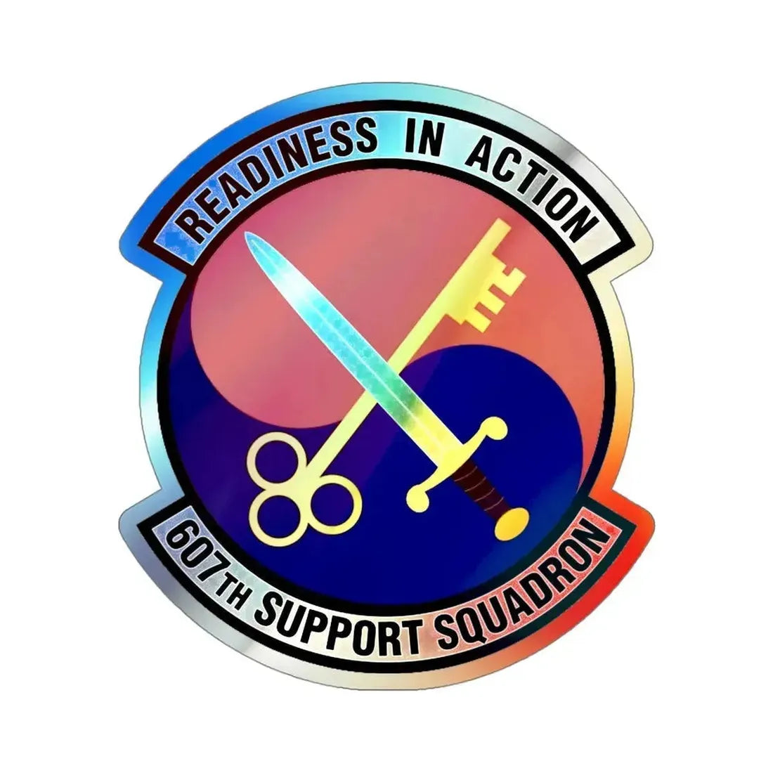 607th Support Squadron (U.S. Air Force) Holographic STICKER Die-Cut Vinyl Decal 4 Inch Holographic - The Sticker Space