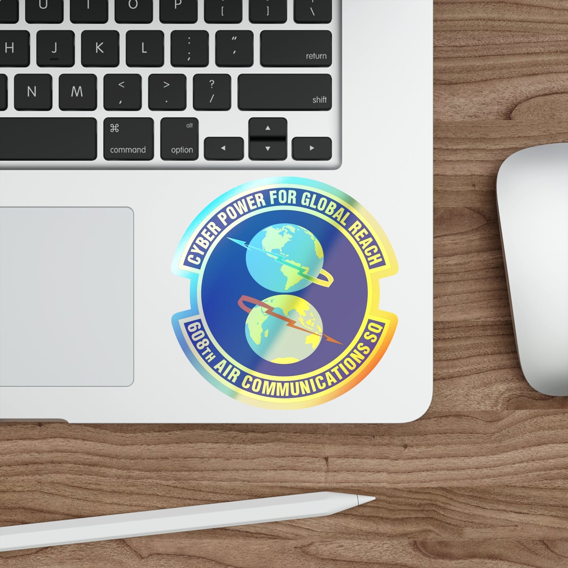 608th Air Communications Squadron (U.S. Air Force) Holographic STICKER Die-Cut Vinyl Decal-The Sticker Space