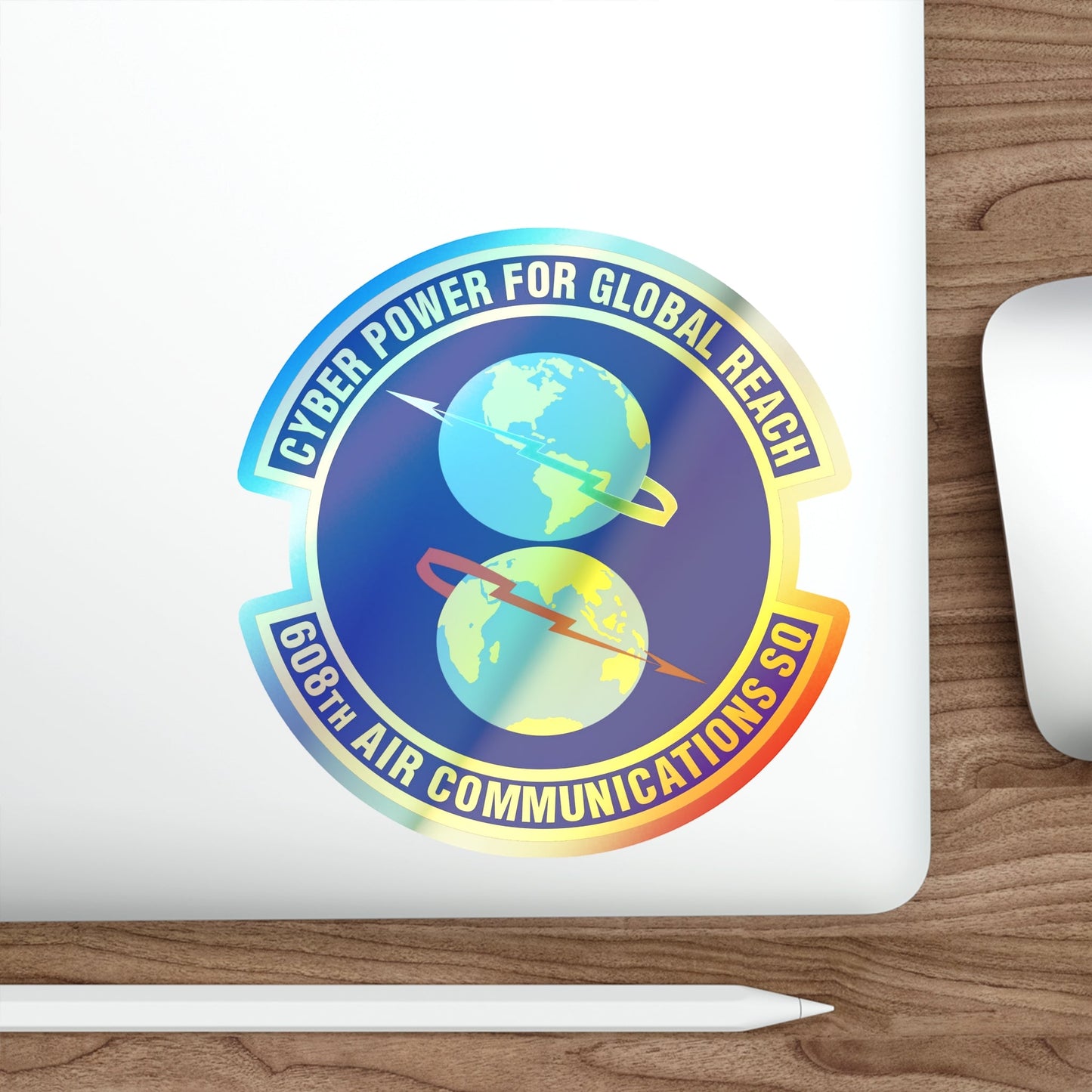 608th Air Communications Squadron (U.S. Air Force) Holographic STICKER Die-Cut Vinyl Decal-The Sticker Space