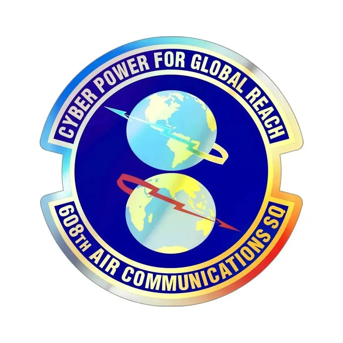 608th Air Communications Squadron (U.S. Air Force) Holographic STICKER Die-Cut Vinyl Decal 4 Inch Holographic - The Sticker Space