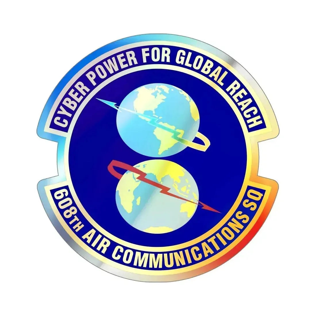 608th Air Communications Squadron (U.S. Air Force) Holographic STICKER Die-Cut Vinyl Decal - The Sticker Space