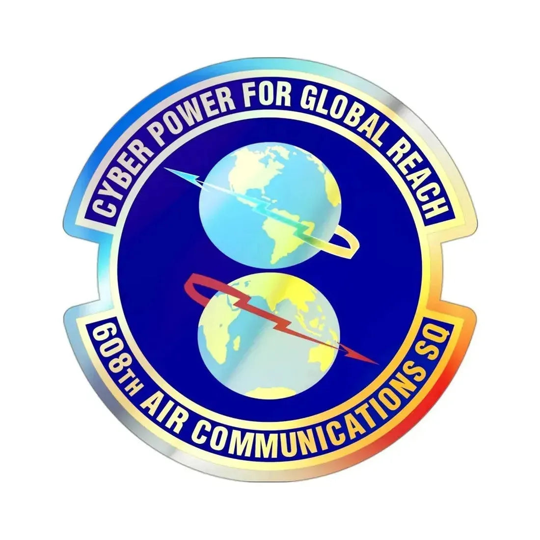 608th Air Communications Squadron (U.S. Air Force) Holographic STICKER Die-Cut Vinyl Decal - The Sticker Space