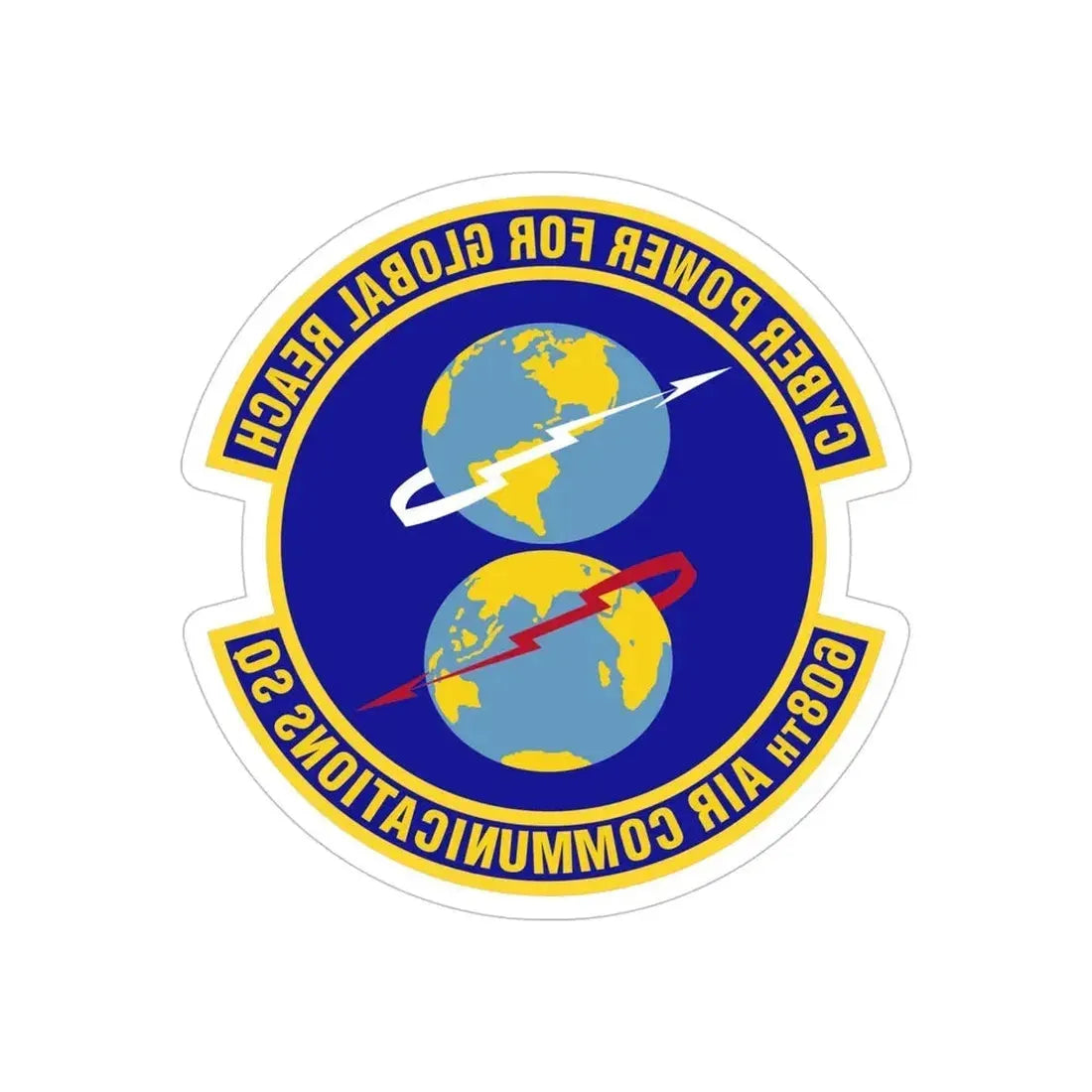 608th Air Communications Squadron (U.S. Air Force) REVERSE PRINT Transparent Die-Cut STICKER - The Sticker Space