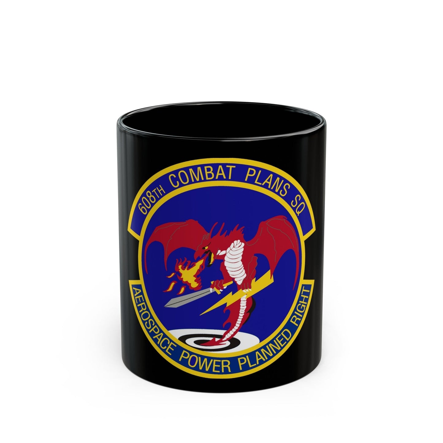 608th Combat Plans Squadron (U.S. Air Force) Black Coffee Mug-11oz-The Sticker Space