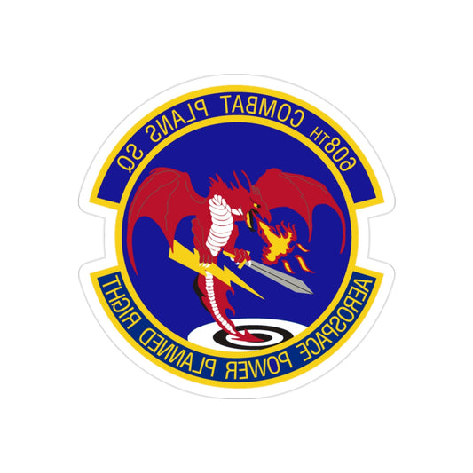 608th Combat Plans Squadron (U.S. Air Force) REVERSE PRINT Transparent STICKER-2" × 2"-The Sticker Space