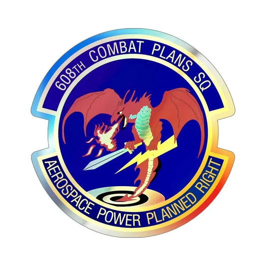 608th Combat Plans Squadron (U.S. Air Force) Holographic STICKER Die-Cut Vinyl Decal 6 Inch Holographic - The Sticker Space