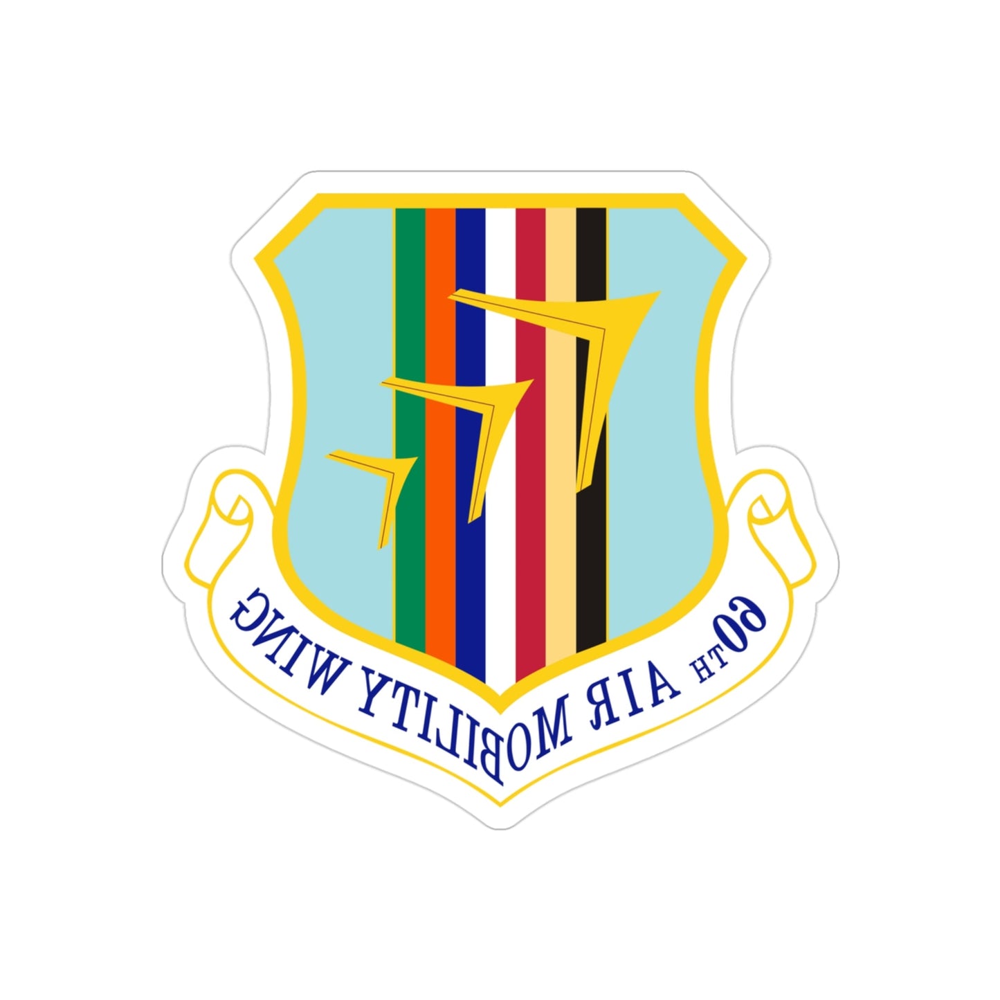 60th Air Mobility Wing (U.S. Air Force) REVERSE PRINT Transparent STICKER-3" × 3"-The Sticker Space