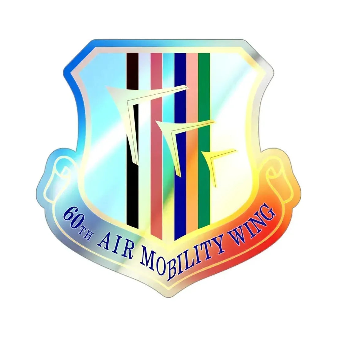 60th Air Mobility Wing (U.S. Air Force) Holographic STICKER Die-Cut Vinyl Decal 3 Inch Holographic - The Sticker Space