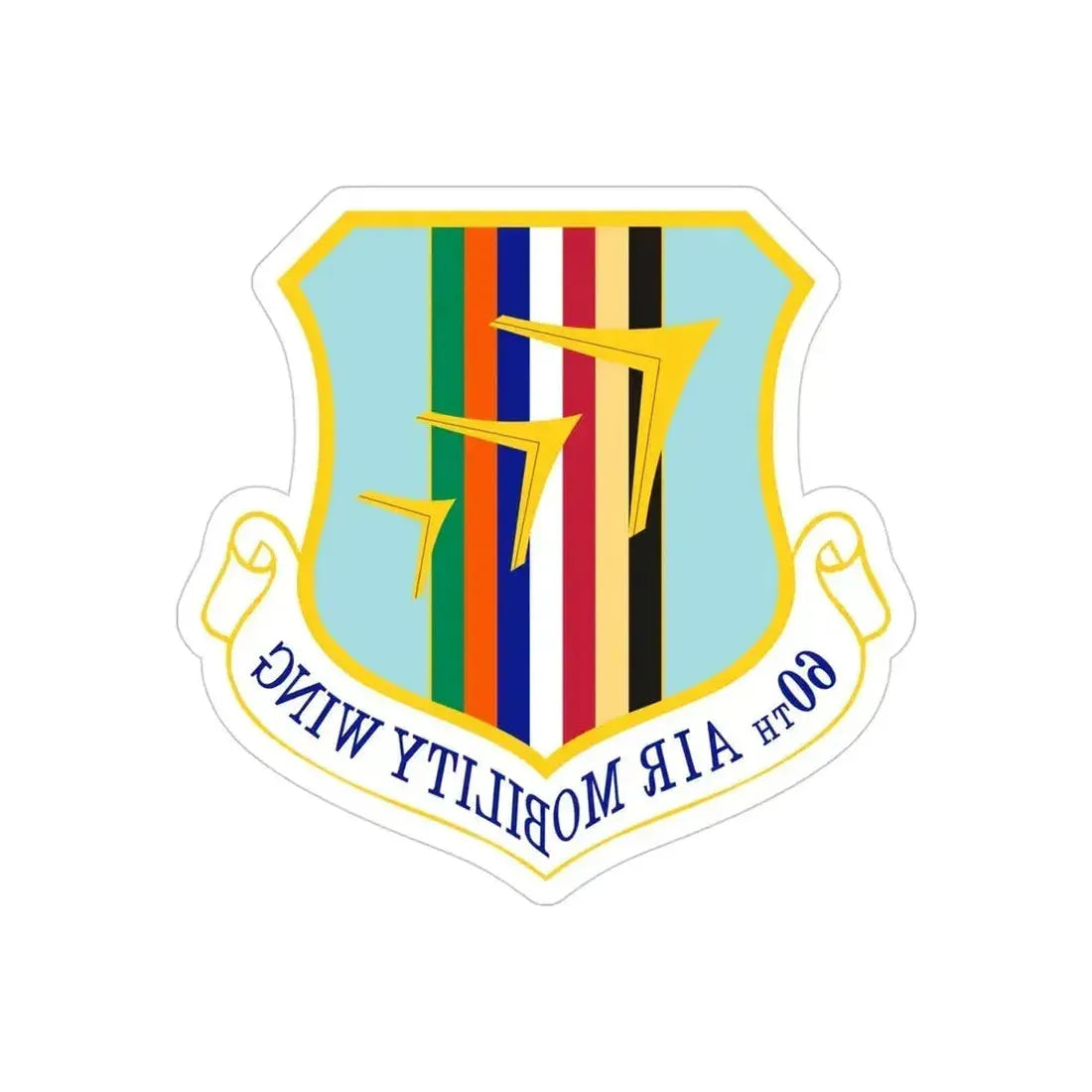 60th Air Mobility Wing (U.S. Air Force) REVERSE PRINT Transparent Die-Cut STICKER 4 Inch Die-Cut Transparent - The Sticker Space