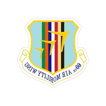 60th Air Mobility Wing (U.S. Air Force) REVERSE PRINT Transparent Die-Cut STICKER 4 Inch Die-Cut Transparent - The Sticker Space