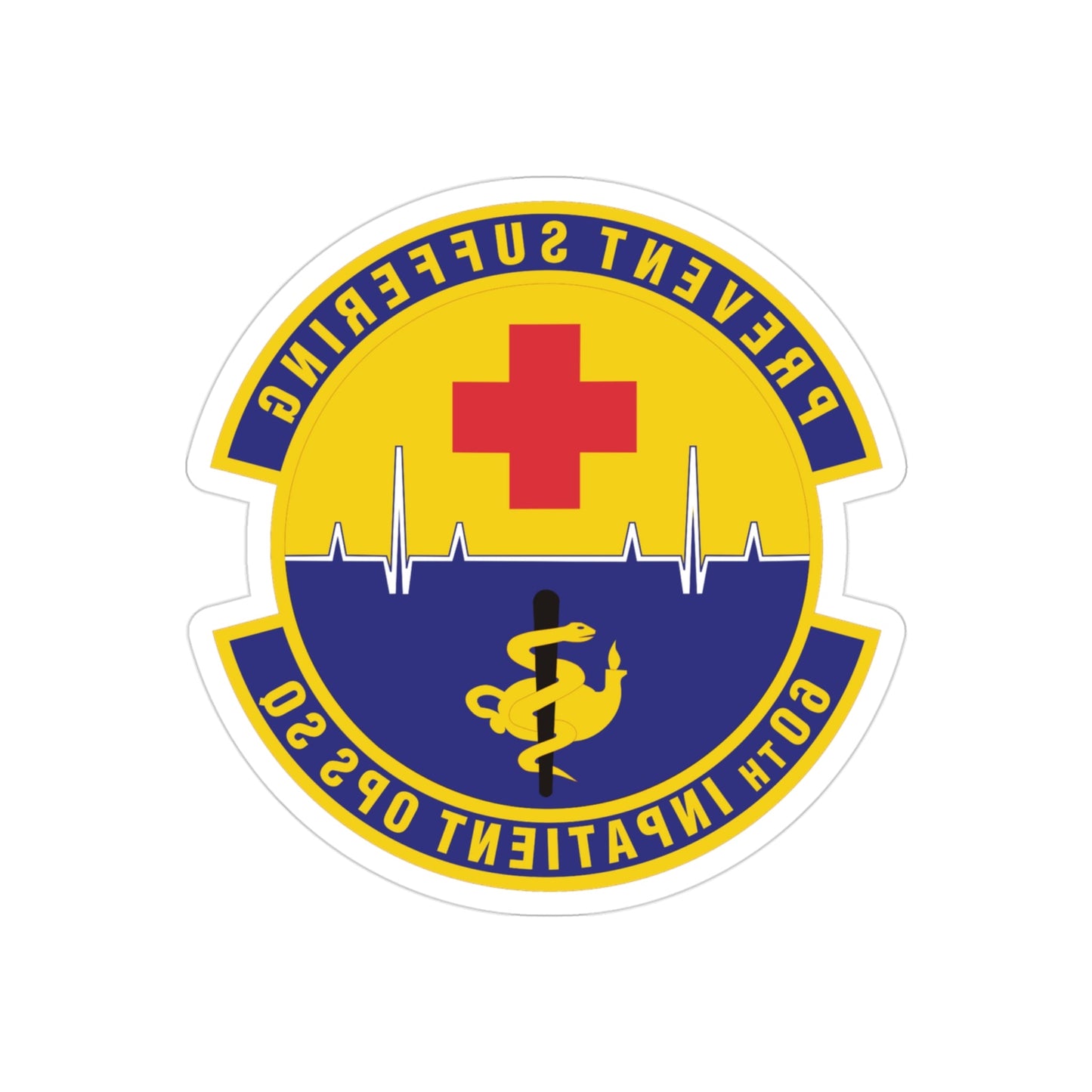 60th Inpatient Operations Squadron (U.S. Air Force) REVERSE PRINT Transparent STICKER-3" × 3"-The Sticker Space