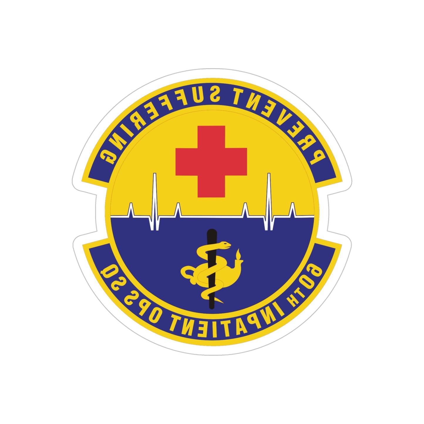 60th Inpatient Operations Squadron (U.S. Air Force) REVERSE PRINT Transparent STICKER-5" × 5"-The Sticker Space