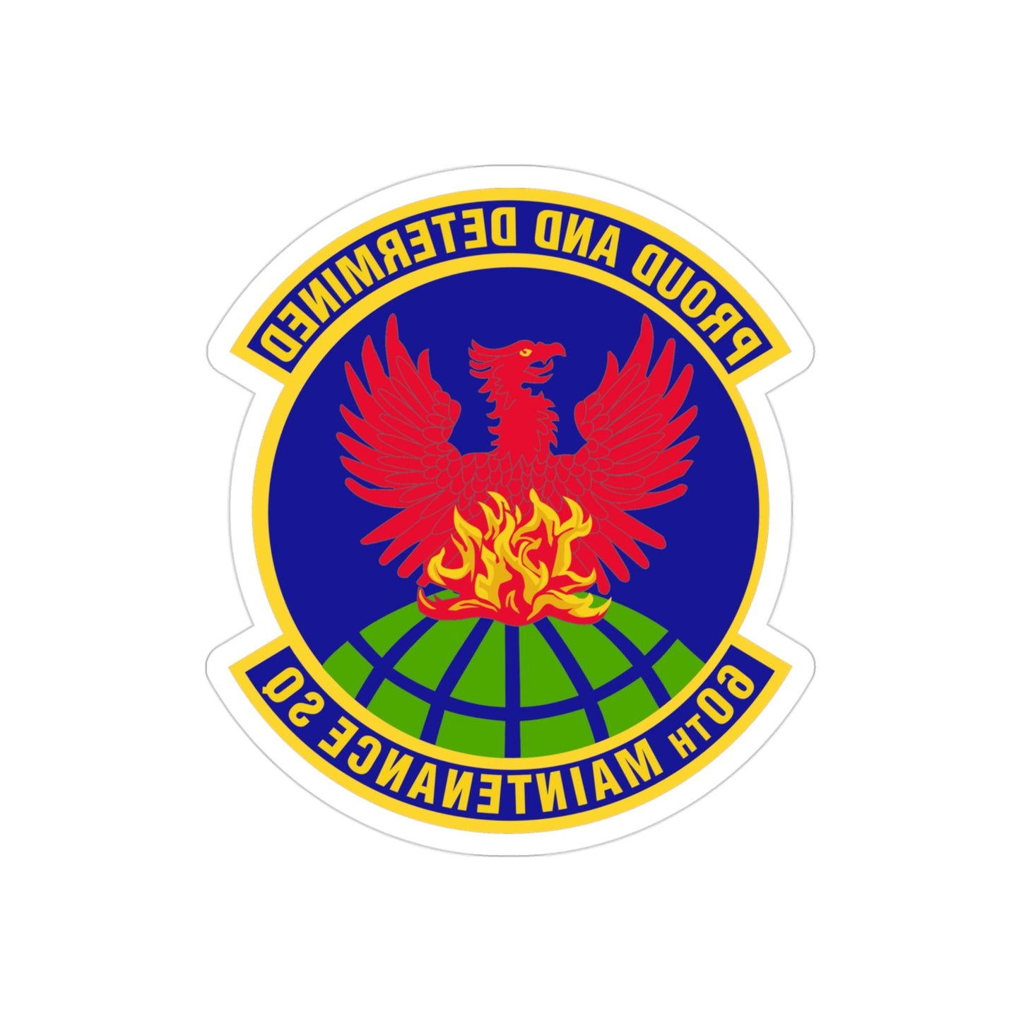 60th Maintenance Squadron (U.S. Air Force) REVERSE PRINT Transparent STICKER-3" × 3"-The Sticker Space