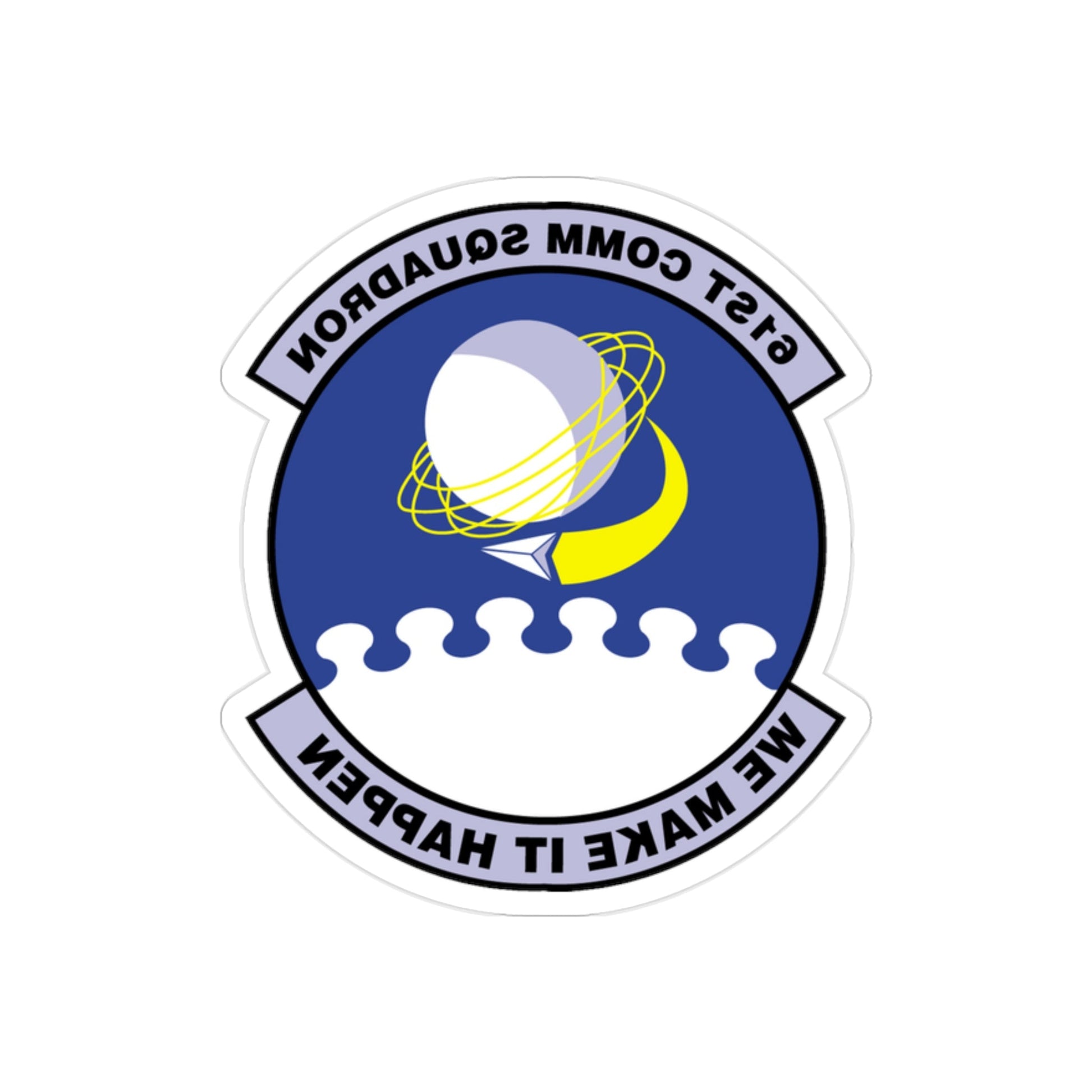 61 Communications Squadron AFSPC (U.S. Air Force) REVERSE PRINT Transparent STICKER-2" × 2"-The Sticker Space