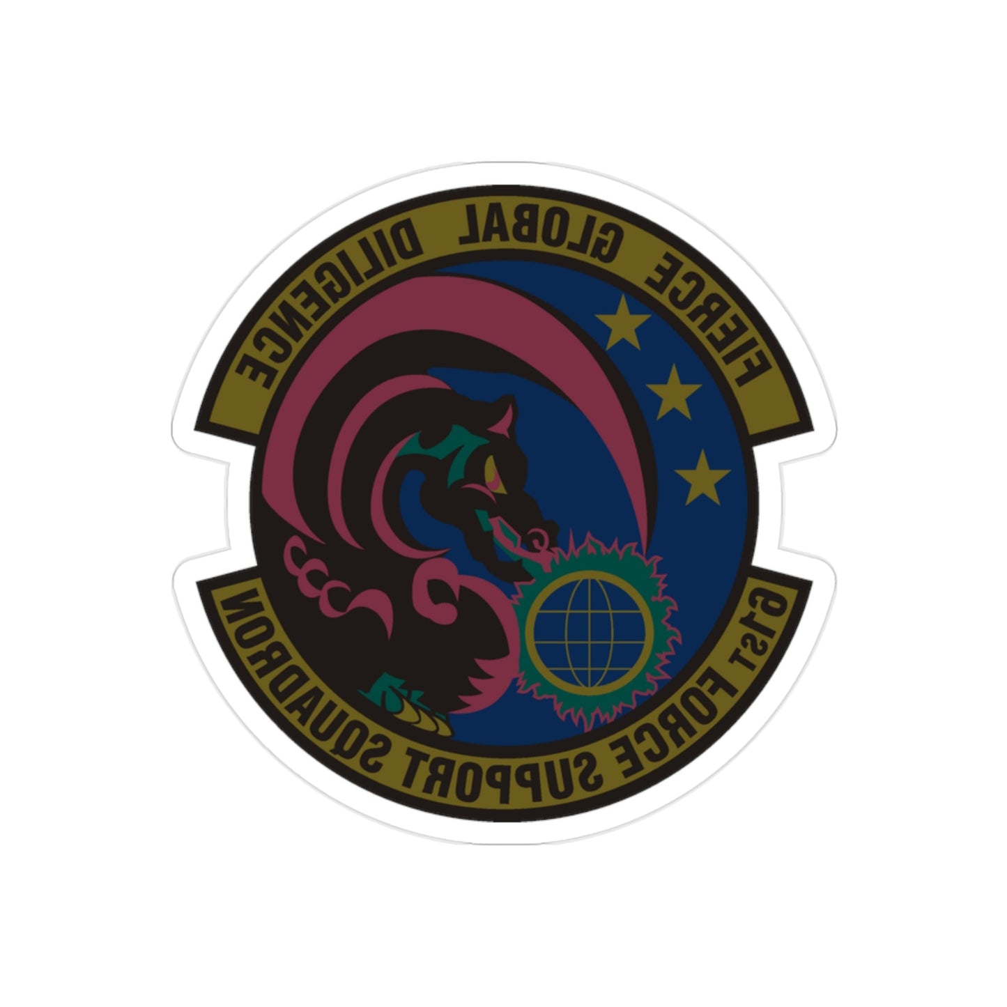 61 Force Support Squadron AFSPC (U.S. Air Force) REVERSE PRINT Transparent STICKER-2" × 2"-The Sticker Space