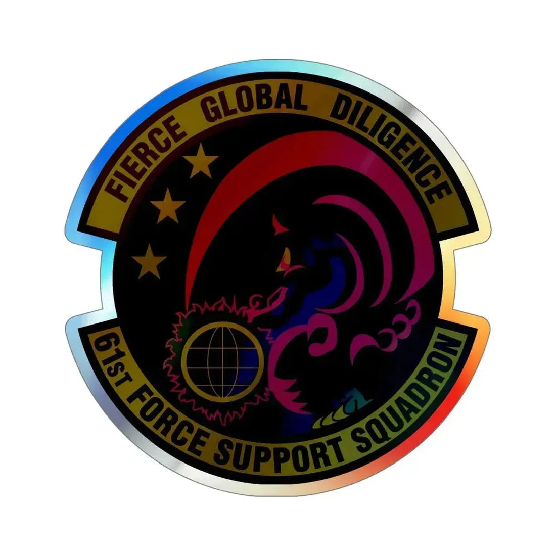 61 Force Support Squadron AFSPC (U.S. Air Force) Holographic STICKER Die-Cut Vinyl Decal 5 Inch Holographic - The Sticker Space
