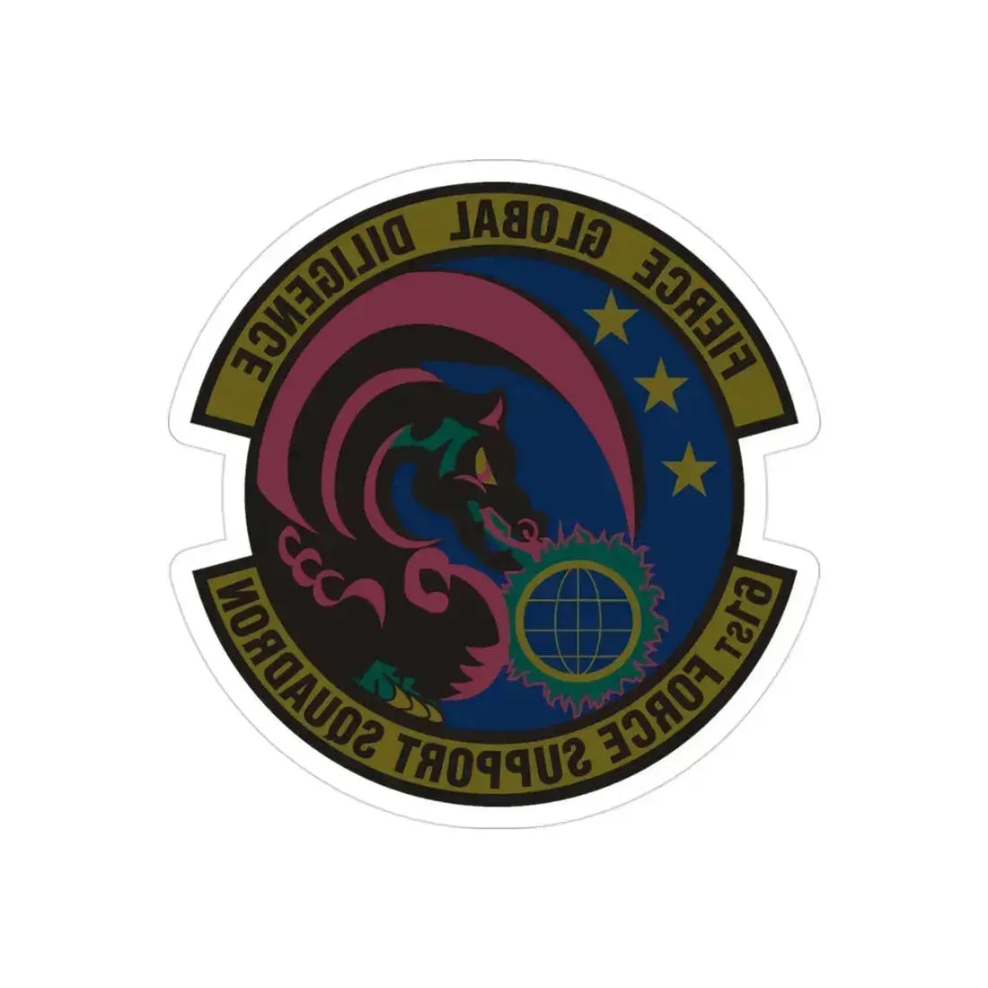 61 Force Support Squadron AFSPC (U.S. Air Force) REVERSE PRINT Transparent Die-Cut STICKER 3 Inch Die-Cut Transparent - The Sticker Space