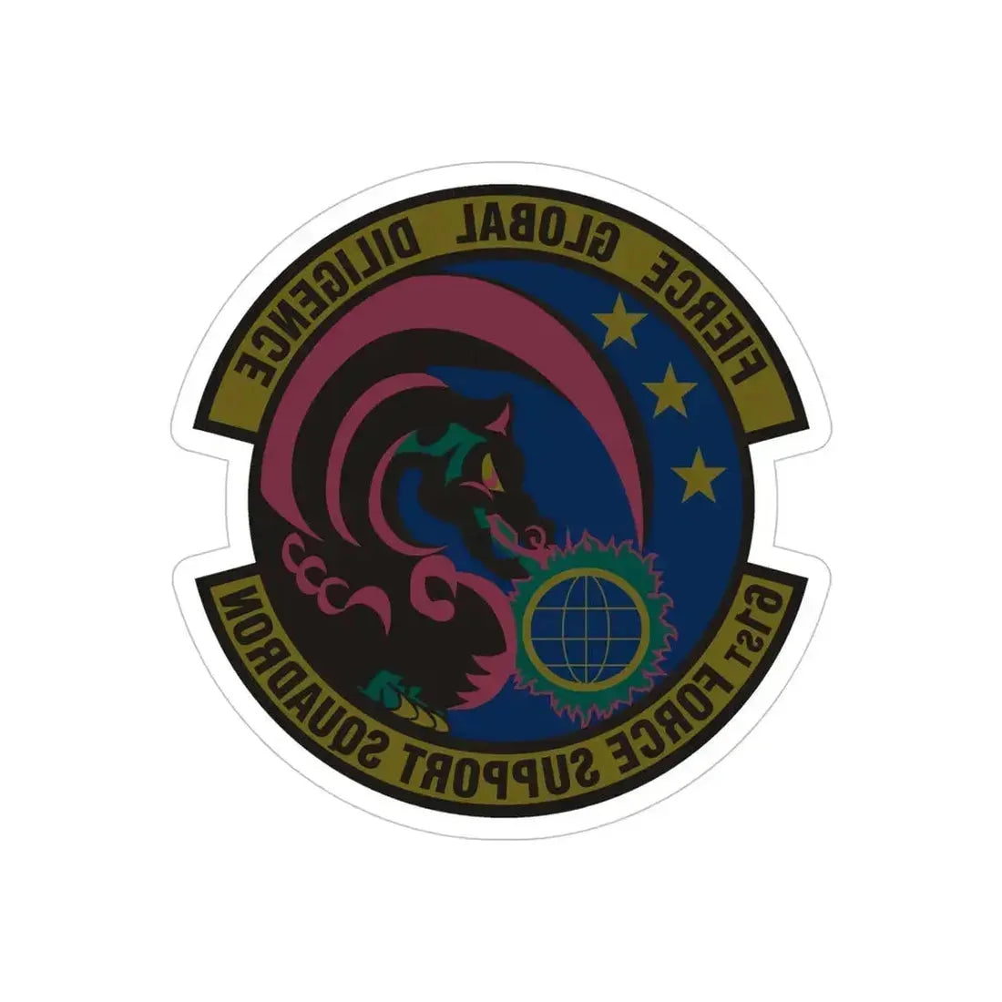 61 Force Support Squadron AFSPC (U.S. Air Force) REVERSE PRINT Transparent Die-Cut STICKER 5 Inch Die-Cut Transparent - The Sticker Space