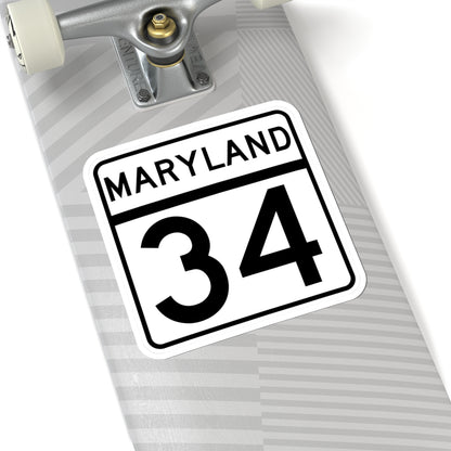 MD Route 34 (Maryland) (Road Sign) STICKER Vinyl Kiss-Cut Decal