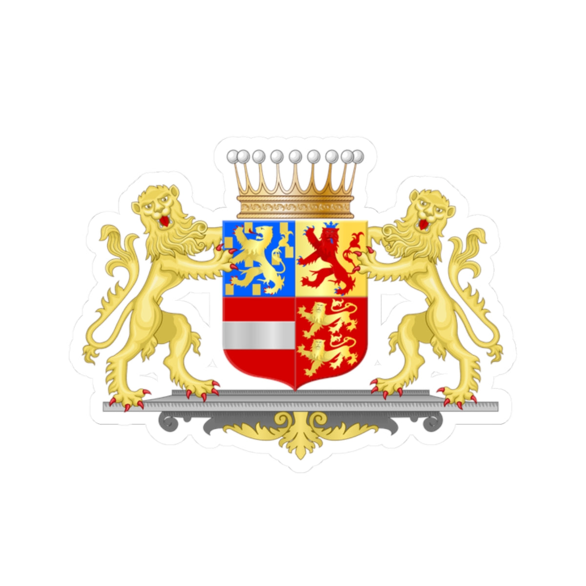 Achievement of Nassau Dillenburg Princely Counts (Netherlands) (Coat of Arms) STICKER Vinyl Kiss-Cut Decal