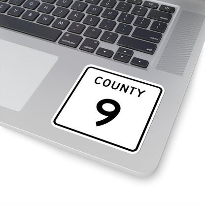 County 9 square (Minnesota) (Road Sign) STICKER Vinyl Kiss-Cut Decal