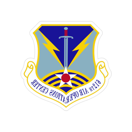 612 Air Operations Center ACC (U.S. Air Force) REVERSE PRINT Transparent STICKER-2" × 2"-The Sticker Space