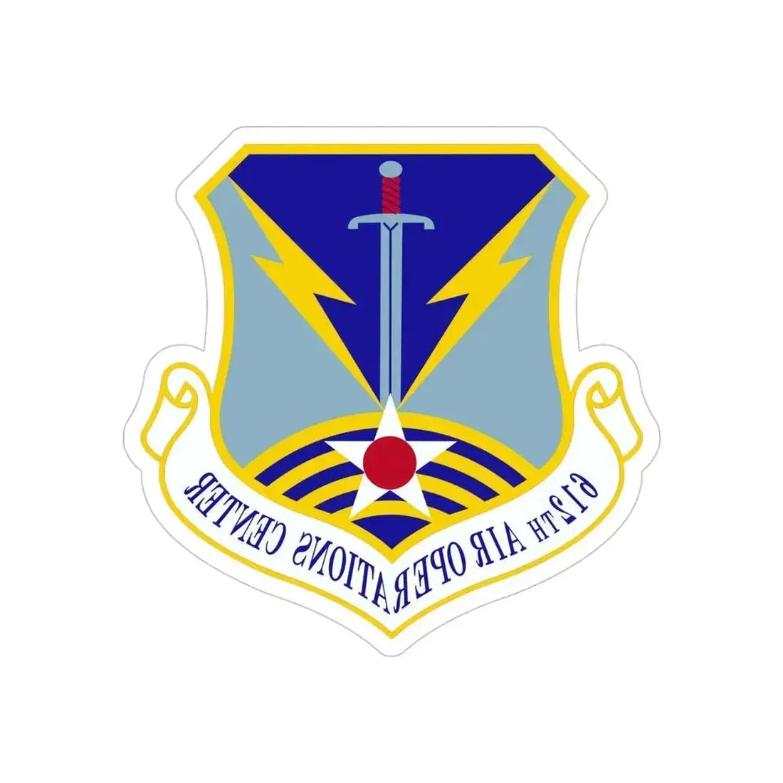 612 Air Operations Center ACC (U.S. Air Force) REVERSE PRINT Transparent Die-Cut STICKER 5 Inch Die-Cut Transparent - The Sticker Space