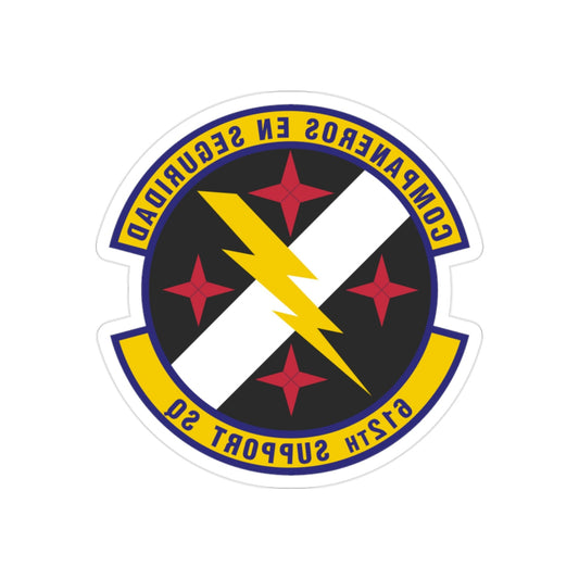 612th Support Squadron (U.S. Air Force) REVERSE PRINT Transparent STICKER-2" × 2"-The Sticker Space