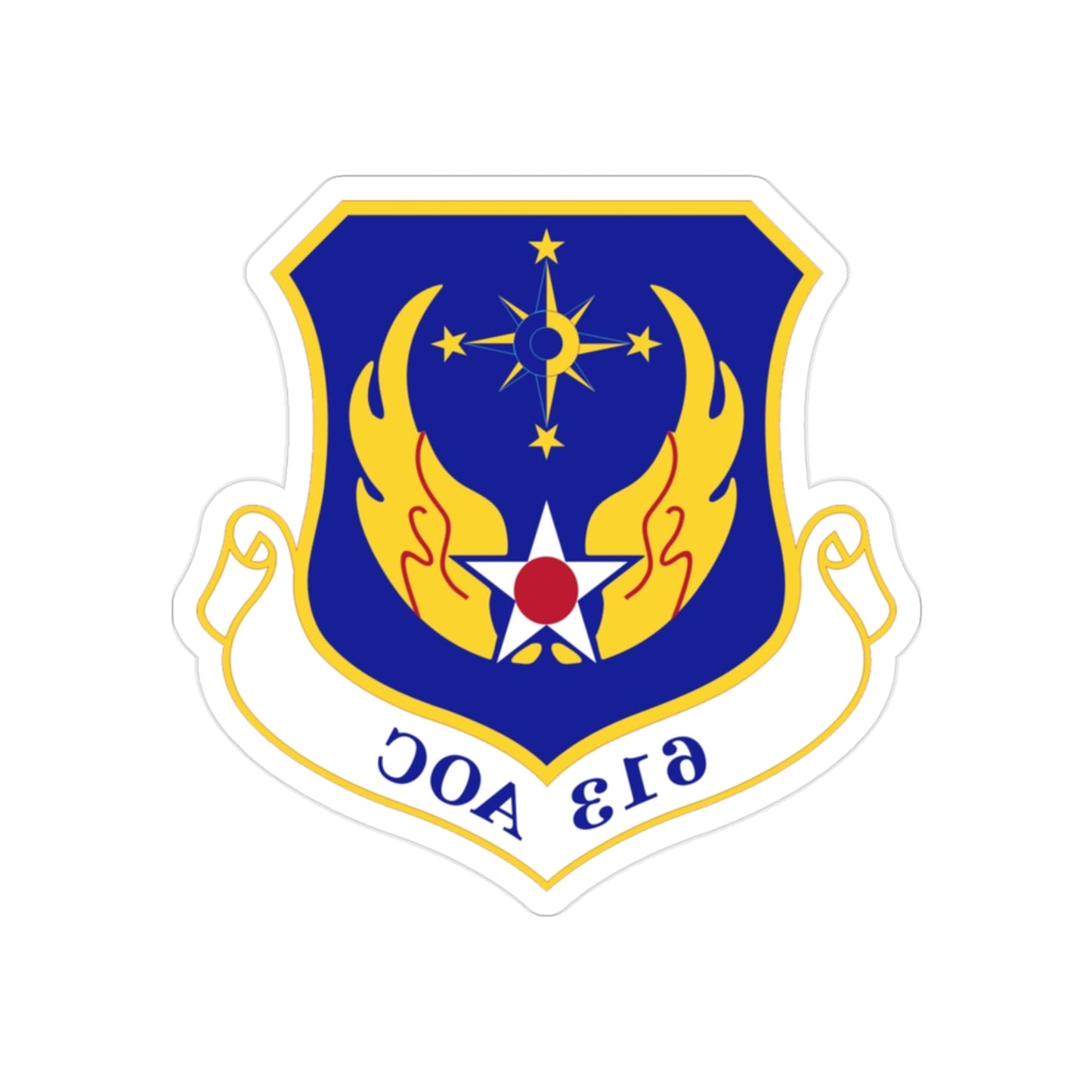 613 Air Operations Center PACAF (U.S. Air Force) REVERSE PRINT Transparent STICKER-2" × 2"-The Sticker Space