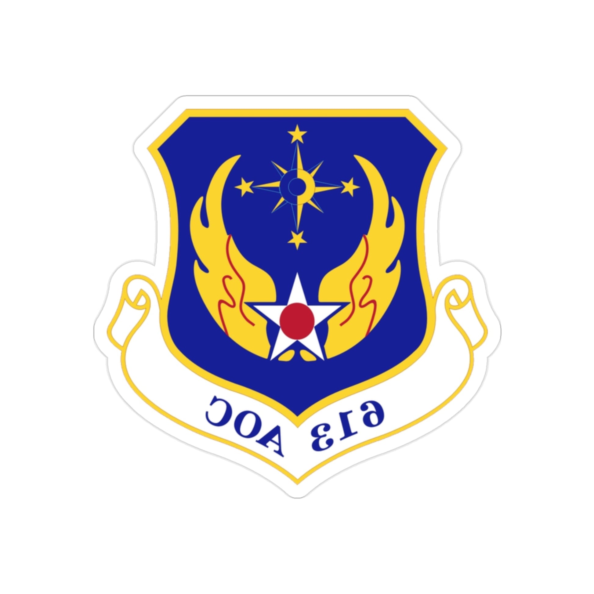 613 Air Operations Center PACAF (U.S. Air Force) REVERSE PRINT Transparent STICKER-2" × 2"-The Sticker Space