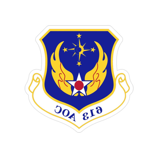 613 Air Operations Center PACAF (U.S. Air Force) REVERSE PRINT Transparent STICKER-2" × 2"-The Sticker Space