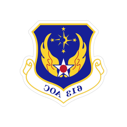 613 Air Operations Center PACAF (U.S. Air Force) REVERSE PRINT Transparent STICKER-3" × 3"-The Sticker Space