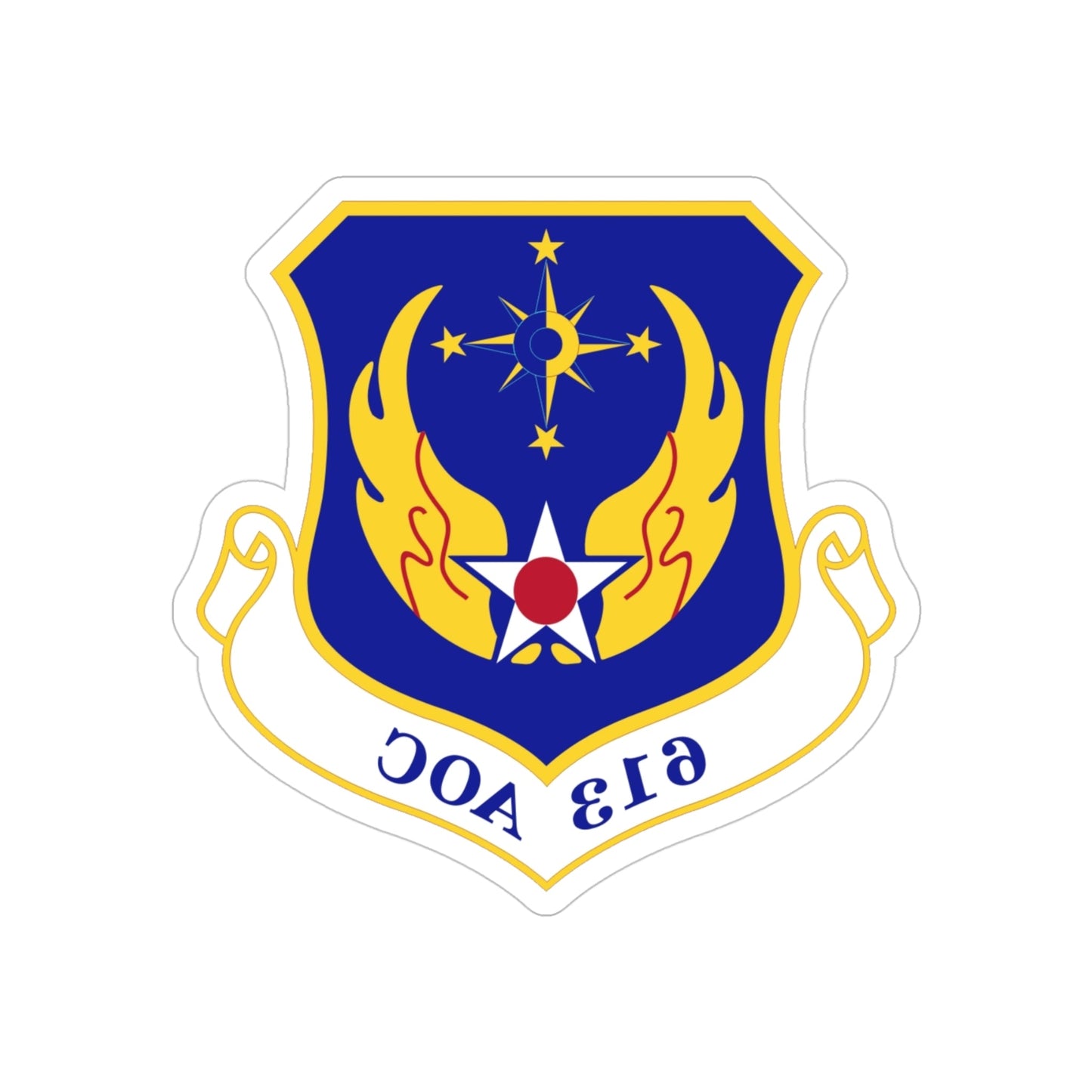 613 Air Operations Center PACAF (U.S. Air Force) REVERSE PRINT Transparent STICKER-4" × 4"-The Sticker Space