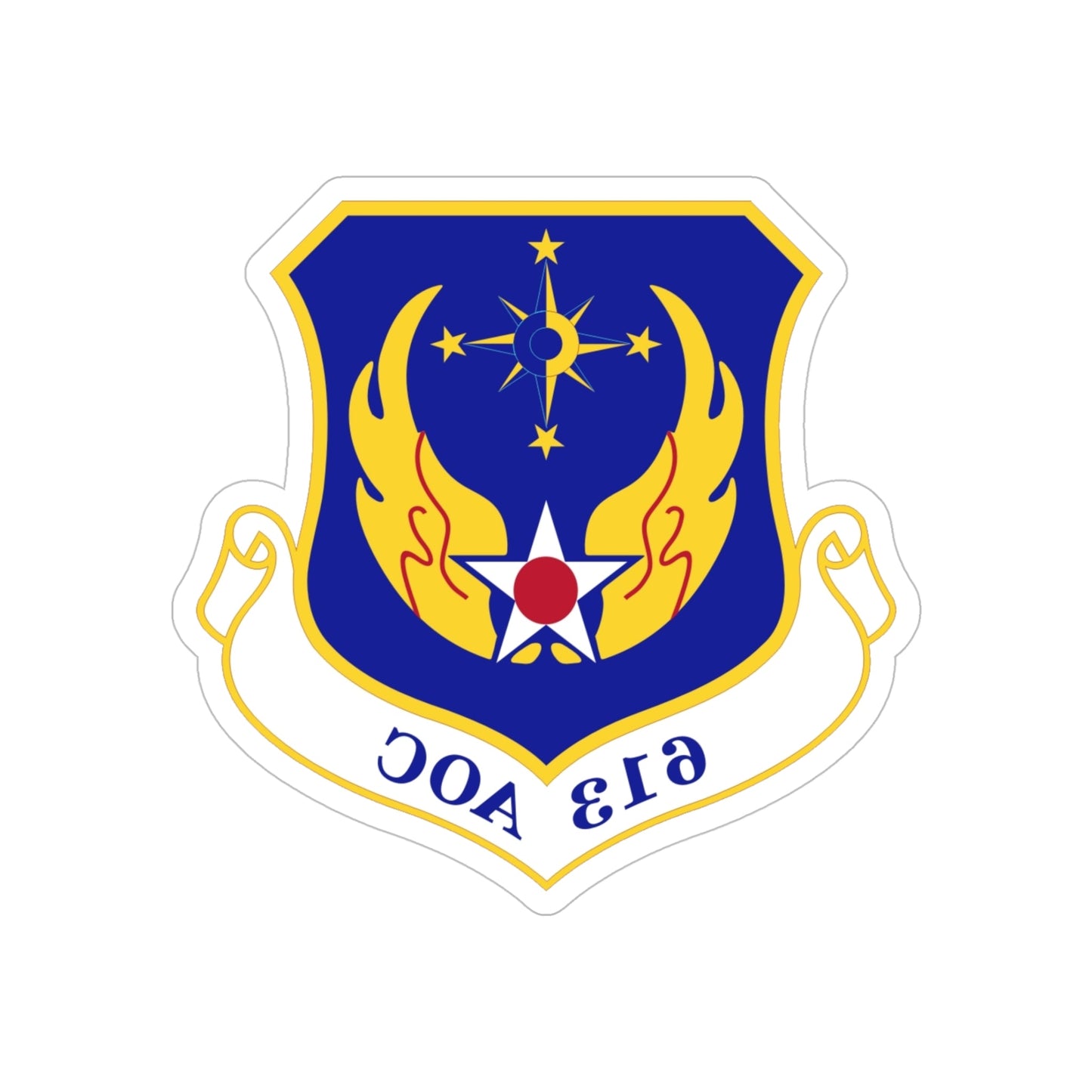 613 Air Operations Center PACAF (U.S. Air Force) REVERSE PRINT Transparent STICKER-5" × 5"-The Sticker Space