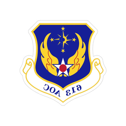 613 Air Operations Center PACAF (U.S. Air Force) REVERSE PRINT Transparent STICKER-5" × 5"-The Sticker Space