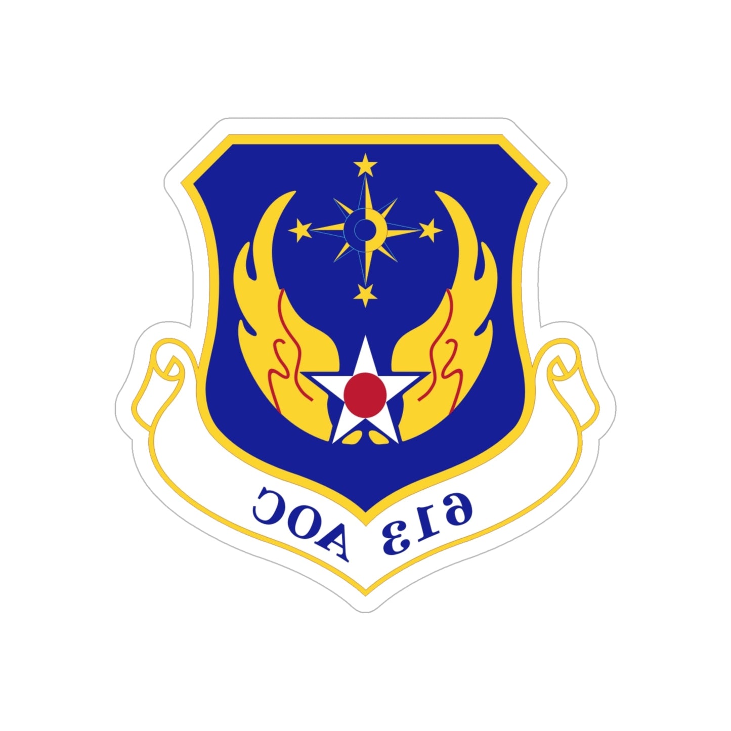 613 Air Operations Center PACAF (U.S. Air Force) REVERSE PRINT Transparent STICKER-6 Inch-The Sticker Space