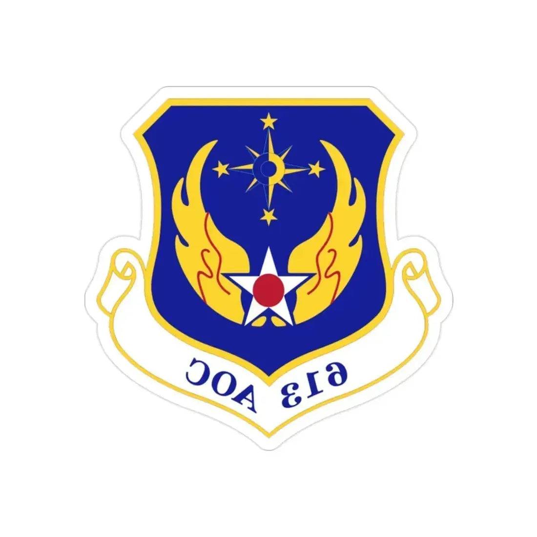 613 Air Operations Center PACAF (U.S. Air Force) REVERSE PRINT Transparent Die-Cut STICKER 2 Inch Die-Cut Transparent - The Sticker Space