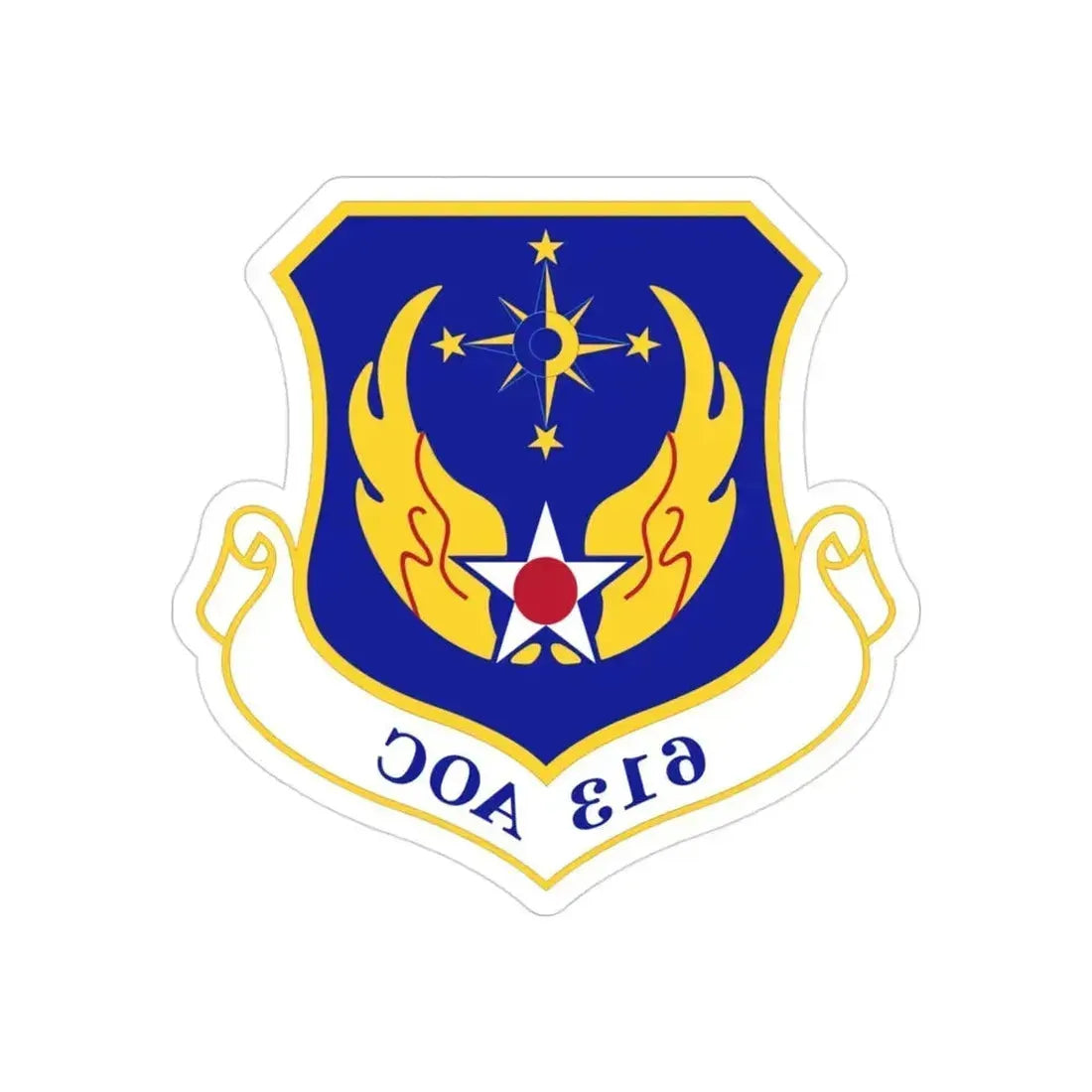 613 Air Operations Center PACAF (U.S. Air Force) REVERSE PRINT Transparent Die-Cut STICKER 3 Inch Die-Cut Transparent - The Sticker Space