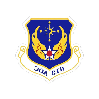 613 Air Operations Center PACAF (U.S. Air Force) REVERSE PRINT Transparent Die-Cut STICKER 3 Inch Die-Cut Transparent - The Sticker Space