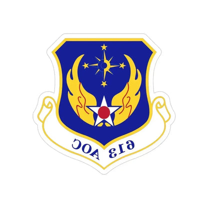 613 Air Operations Center PACAF (U.S. Air Force) REVERSE PRINT Transparent Die-Cut STICKER 4 Inch Die-Cut Transparent - The Sticker Space