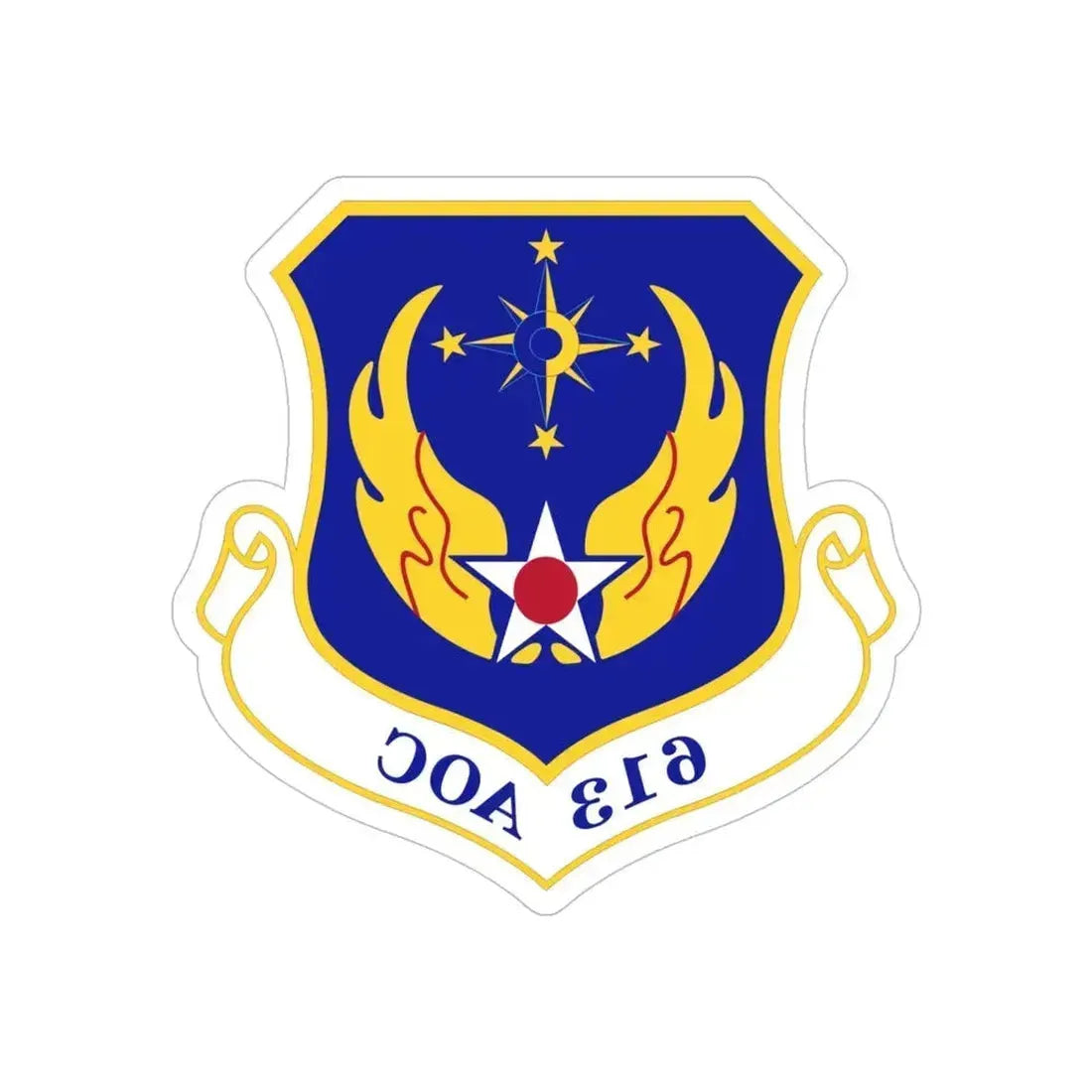 613 Air Operations Center PACAF (U.S. Air Force) REVERSE PRINT Transparent Die-Cut STICKER 5 Inch Die-Cut Transparent - The Sticker Space