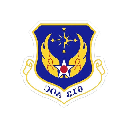 613 Air Operations Center PACAF (U.S. Air Force) REVERSE PRINT Transparent Die-Cut STICKER 5 Inch Die-Cut Transparent - The Sticker Space