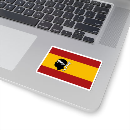 Flag of Spain with a Moors head in the center (Spain) STICKER Vinyl Kiss-Cut Decal